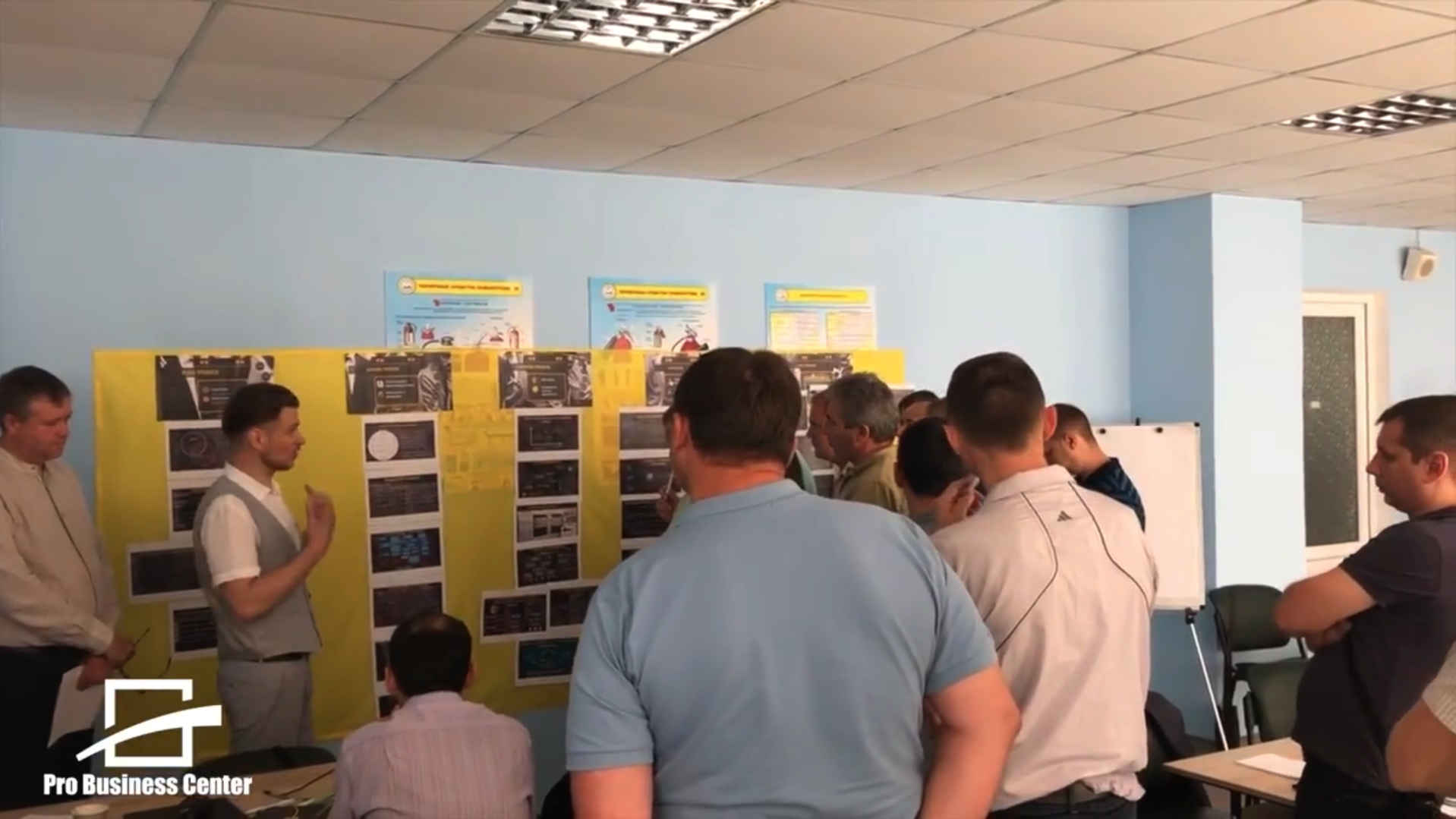 Workshop discussion of visual project materials in the Donetskstal program.